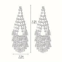 Load image into Gallery viewer, Beautiful, Bridal, Rhinestone Earrings for the Bride or Bridal Party. Perfect for formal occasions, evenings out, cocktail party or pageants.