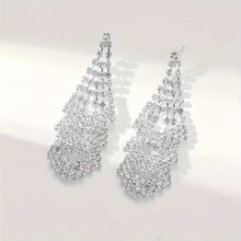 Load image into Gallery viewer, Beautiful, Bridal, Rhinestone Earrings for the Bride or Bridal Party. Perfect for formal occasions, evenings out, cocktail party or pageants.