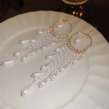 Load image into Gallery viewer, Lovely, White, Chandelier Earrings for the Bride