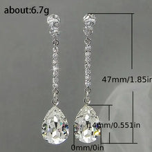 Load image into Gallery viewer, Luxury Bridal Earrings with Silver-Tone Setting and Clear Pear Shaped Design