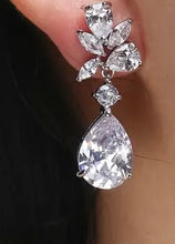 Load image into Gallery viewer, Bling, Petite, Crystal, Bridal, Earrings with Silver or Gold Tone Inlay