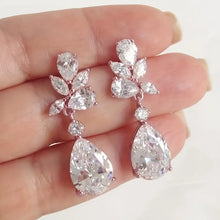 Load image into Gallery viewer, Bling, Petite, Crystal, Bridal, Earrings with Silver or Gold Tone Inlay