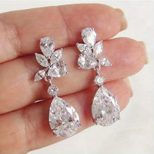 Load image into Gallery viewer, Bling, Petite, Crystal, Bridal, Earrings with Silver or Gold Tone Inlay