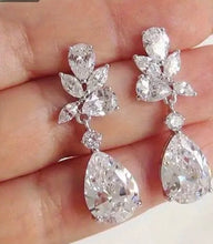 Load image into Gallery viewer, Bling, Petite, Crystal, Bridal, Earrings with Silver or Gold Tone Inlay