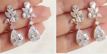 Load image into Gallery viewer, Bling, Petite, Crystal, Bridal, Earrings with Silver or Gold Tone Inlay