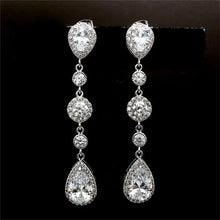 Load image into Gallery viewer, Luxury Bridal Earrings with Silver-Tone Setting and Clear Crystal Pear Design