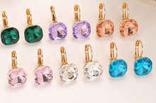Load image into Gallery viewer, Square Shaped Faceted Crystal Earrings In a Variety of Colorations