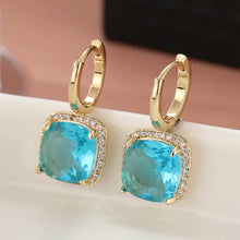Load image into Gallery viewer, Petite Aqua and Crystal Drop Earrings for Formal Occasions
