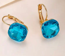 Load image into Gallery viewer, Square Shaped Faceted Crystal Earrings In a Variety of Colorations