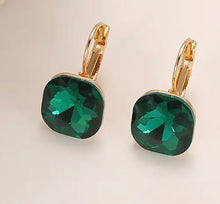Load image into Gallery viewer, Square Shaped Faceted Crystal Earrings In a Variety of Colorations