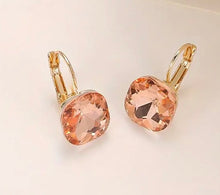 Load image into Gallery viewer, Square Shaped Faceted Crystal Earrings In a Variety of Colorations