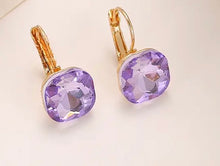 Load image into Gallery viewer, Square Shaped Faceted Crystal Earrings In a Variety of Colorations