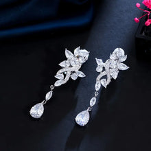 Load image into Gallery viewer, CLIP, Luxury, Bridal Earrings, with Silver-Tone Setting and Clear Crystal Design