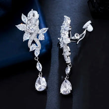 Load image into Gallery viewer, CLIP, Luxury, Bridal Earrings, with Silver-Tone Setting and Clear Crystal Design