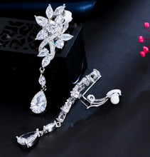 Load image into Gallery viewer, CLIP, Luxury, Bridal Earrings, with Silver-Tone Setting and Clear Crystal Design