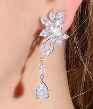 Load image into Gallery viewer, CLIP, Luxury, Bridal Earrings, with Silver-Tone Setting and Clear Crystal Design