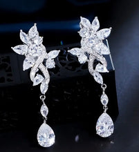 Load image into Gallery viewer, CLIP, Luxury, Bridal Earrings, with Silver-Tone Setting and Clear Crystal Design