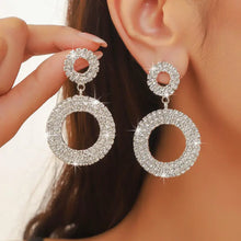 Load image into Gallery viewer, Bling, Circular, Drop Earrings for the Bride or Special Occassion