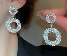 Load image into Gallery viewer, Bling, Circular, Drop Earrings for the Bride or Special Occassion