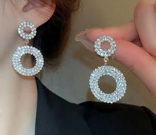 Load image into Gallery viewer, Bling, Circular, Drop Earrings for the Bride or Special Occassion