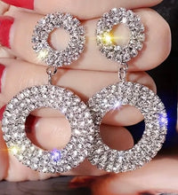 Load image into Gallery viewer, Bling, Circular, Drop Earrings for the Bride or Special Occassion