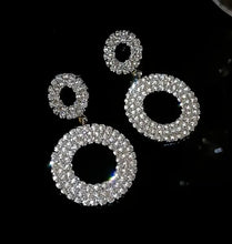 Load image into Gallery viewer, Bling, Circular, Drop Earrings for the Bride or Special Occassion