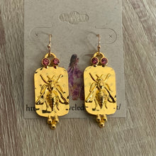 Load image into Gallery viewer, Bee Lovers, Bumble Bee and Pink Crystal Dangle Earrings for the Bee Keeper or Bee Enthusiast