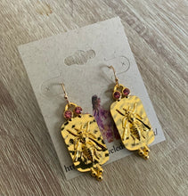 Load image into Gallery viewer, Bee Lovers, Bumble Bee and Pink Crystal Dangle Earrings for the Bee Keeper or Bee Enthusiast