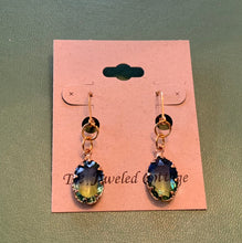 Load image into Gallery viewer, Blue Green AB Crystal Drop Earrings with Gold Filled Findings