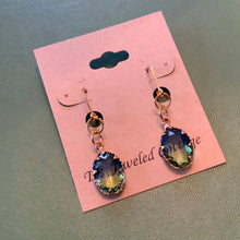 Load image into Gallery viewer, Blue Green AB Crystal Drop Earrings with Gold Filled Findings