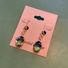 Load image into Gallery viewer, Blue Green AB Crystal Drop Earrings with Gold Filled Findings