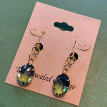 Load image into Gallery viewer, Blue Green AB Crystal Drop Earrings with Gold Filled Findings