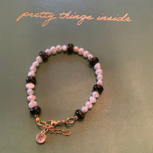 Load image into Gallery viewer, Gemstone and Freshwater Pearl Bracelet with Chain Extension and Gold Plated Clear, Crystal Charm