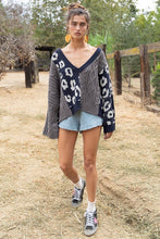 Load image into Gallery viewer, POL CLOTHING-Oversized Women’s Cropped Sweater (#590) in Midnight/Grey Print -SALE-WAS $69.00, Now-$49.99.-