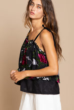 Load image into Gallery viewer, POL-Cami-NOW $39.00-#614 Spaghetti Strap, Velvet Burn Out, in Black/Green/Rose Colorations