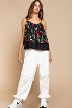 Load image into Gallery viewer, POL-Cami-NOW $39.00-#614 Spaghetti Strap, Velvet Burn Out, in Black/Green/Rose Colorations