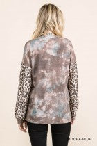 Load image into Gallery viewer, Cotton Bleu-Women’s Top #11570-WAS $59.00, Now $39.99- Mocha Blue & Leopard print