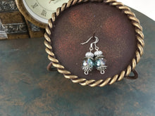 Load image into Gallery viewer, Earrings, Hand Crafted, AB, Blue, Amber, Green, Colored Crystal and Faceted Beaded Dangle.