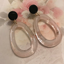 Load image into Gallery viewer, Retro, Geometric, Oval, Resin, Drop Earrings in Amber Gold, Creamy Toffee, Sea Green Blue, and Pastel Pink, Color Choices