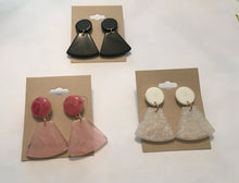Load image into Gallery viewer, Retro, Geometric, Trapezoidal, Resin, Drop Earrings in Pink, Jet Black or Off White Color Choices