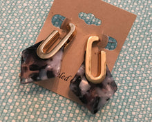 Load image into Gallery viewer, NEW STYLE! Retro, Geometric, Triangular, Tortoise Shell, Drop Earrings in Black Grey, Color Choice