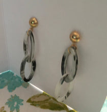 Load image into Gallery viewer, NEW STYLE! Retro, Black, Grey and Cream Tortoise Shell, Geometric, Double Oval, Resin, Drop Earrings