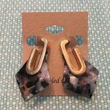 Load image into Gallery viewer, NEW STYLE! Retro, Geometric, Triangular, Tortoise Shell, Drop Earrings in Black Grey, Color Choice