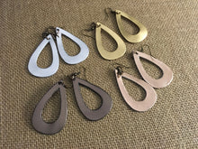 Load image into Gallery viewer, Set of 4 Metallic Leather, Dangle, Teardrop Earrings in Shimmering Color Choices