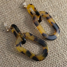 Load image into Gallery viewer, Retro, Dark Tortoise Shell, Geometric, Oblong, Resin, Double Drop Earrings