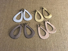 Load image into Gallery viewer, Set of 4 Metallic Leather, Dangle, Teardrop Earrings in Shimmering Color Choices