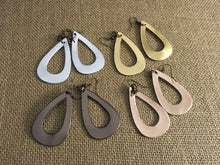 Load image into Gallery viewer, Set of 4 Metallic Leather, Dangle, Teardrop Earrings in Shimmering Color Choices