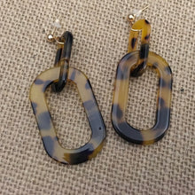 Load image into Gallery viewer, Retro, Dark Tortoise Shell, Geometric, Oblong, Resin, Double Drop Earrings