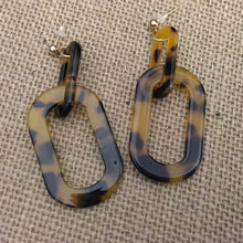 Load image into Gallery viewer, Retro, Dark Tortoise Shell, Geometric, Oblong, Resin, Double Drop Earrings