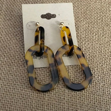 Load image into Gallery viewer, Retro, Dark Tortoise Shell, Geometric, Oblong, Resin, Double Drop Earrings